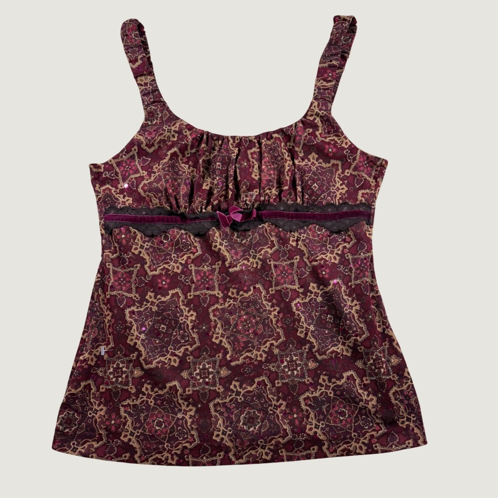 Self Esteem Cami Top Womens Medium Burgundy Excellent